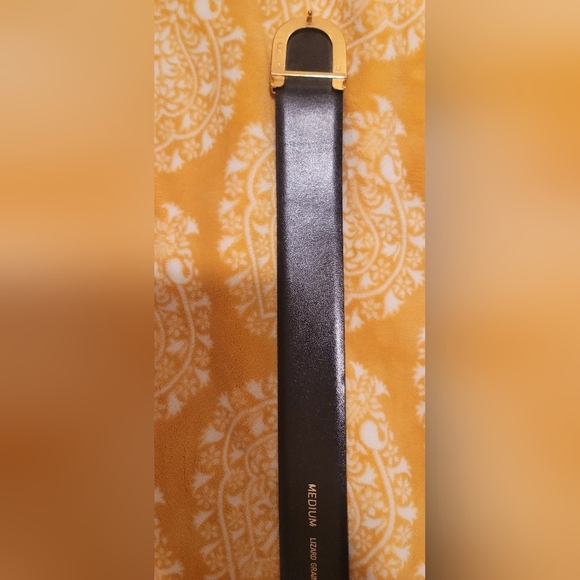 Vintage Cipriani Women\'s Blue Lizard Grain Leather Belt Gold Buckle Size Medium main image 12